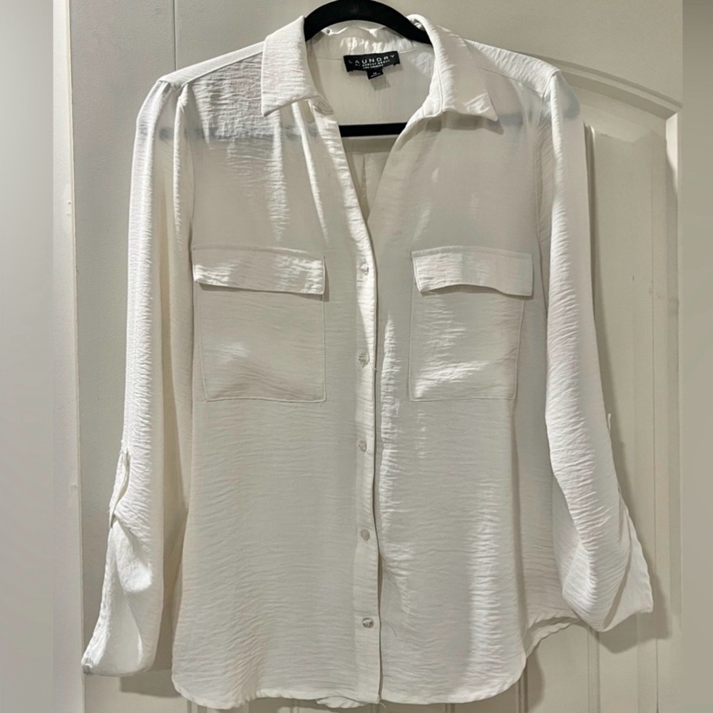 Laundry by Shelli Segal Ivory Button Down Blouse